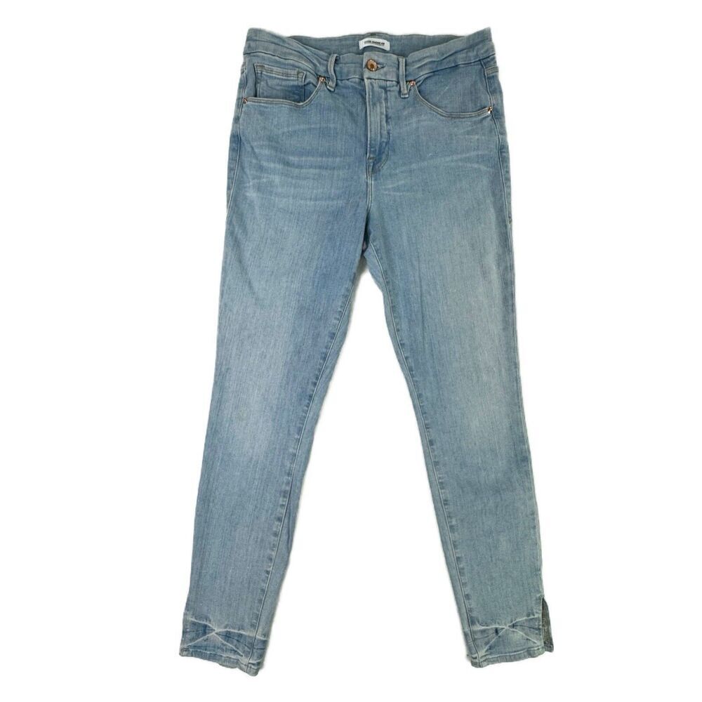 Good American Jeans Measured 30/31 X 29 Blue Good Legs Split Hem Skinny Hi Rise